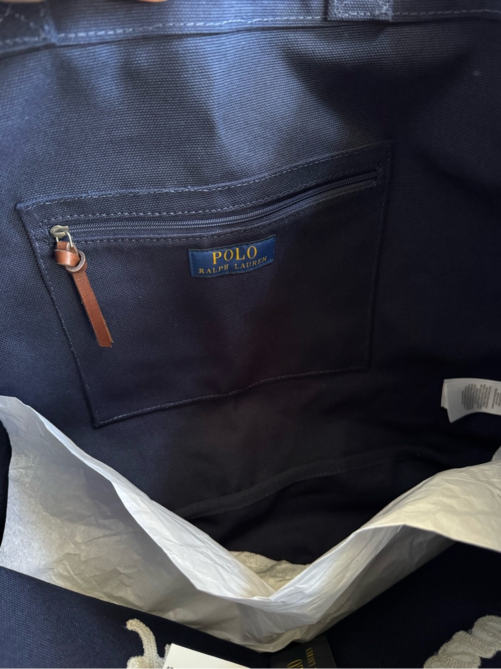 Polo by Ralph Lauren Navy Canvas Tote with Script Logo - Picture 5 of 7